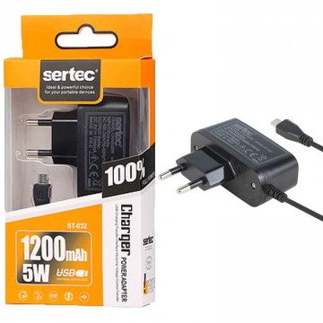 Сетевое зарядное устройство Sertec ST-032 1.2A micro-USB black в Одессе