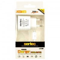 Сетевое зарядное устройство Sertec STC-H-PF1 2USB 2.1A micro-USB white