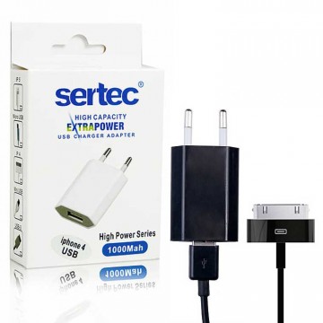 Сетевое зарядное устройство Sertec STC-29 1USB 1.0A Apple 30-pin black в Одессе