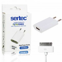 Сетевое зарядное устройство Sertec STC-29 1USB 1.0A Apple 30-pin white