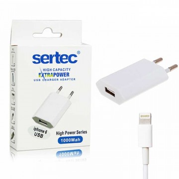 Сетевое зарядное устройство Sertec STC-29 1USB 1.0A Lightning white в Одессе