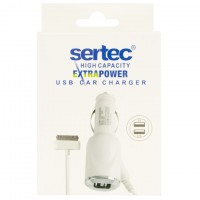 Автомобильное зарядное устройство Sertec 2USB 2.1A Apple 30-pin white