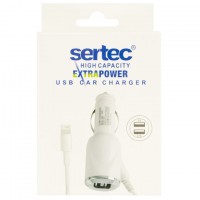 Автомобильное зарядное устройство Sertec 2USB 2.1A Lightning white