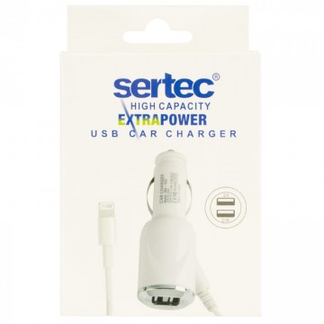 Автомобильное зарядное устройство Sertec 2USB 2.1A Lightning white в Одессе