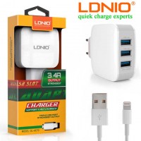 Сетевое зарядное устройство LDNIO DL-AC70 3USB 3.4A Lightning white