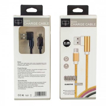 USB кабель Quick Charge 2.1A Elastic micro USB 1L-образный 1m черный в Одессе