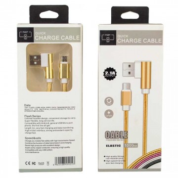 USB кабель Quick Charge 2.1A Elastic micro USB 1L-образный 1m золотистый в Одессе