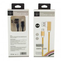 USB кабель Quick Charge 2.1A Elastic Lightning 1L-образный 1m черный