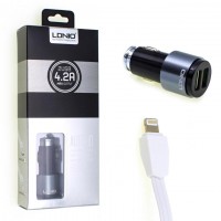 Автомобильное зарядное устройство LDNIO DL-C403 2USB 4.2A Lightning black-gray