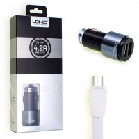 Автомобильное зарядное устройство LDNIO DL-C403 2USB 4.2A micro-USB black-gray