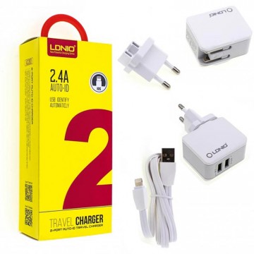 Сетевое зарядное устройство LDNIO A2203 2USB 2.4A Lightning white в Одессе