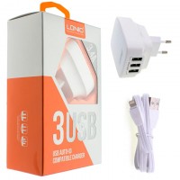 Сетевое зарядное устройство LDNIO DL-AC65 3USB 3.4A Lightning white