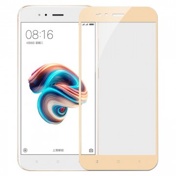 Защитное стекло Full Glue Xiaomi Mi5X, Mi A1 gold тех.пакет в Одессе