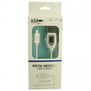 USB кабель LCD Indicator micro USB 1m белый в Одессе