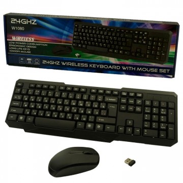 Комплект клавиатура+мышь W1080 беспроводная черная в Одессе