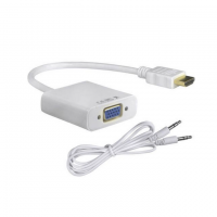 Переходник конвертер адаптер HDMI to VGA + Audio (активный) белый