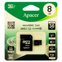 Карта памяти micro SD Apacer 8GB class 10 с адаптером SD