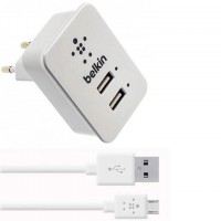 Сетевое зарядное устройство Belkin 2in1 2USB 2.1A+1A micro-USB white