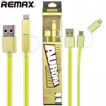 USB кабель Remax Aurora RC-020t 2in1 lightning-micro 1m зеленый в Одессе