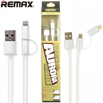 USB кабель Remax Aurora RC-020t 2in1 lightning-micro 1m серебристый в Одессе