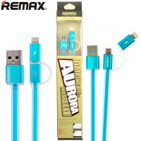 USB кабель Remax Aurora RC-020t 2in1 lightning-micro 1m синий