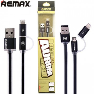 USB кабель Remax Aurora RC-020t 2in1 lightning-micro 1m черный в Одессе