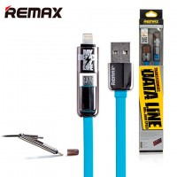 USB кабель Remax Transformer Lightning-micro 1m голубой