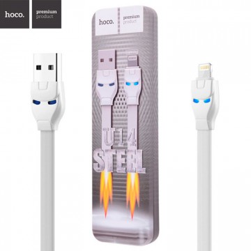 USB кабель Hoco U14 Steel Lightning 1.2m белый в Одессе