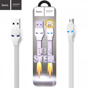 USB кабель Hoco U14 Steel micro USB 1.2m белый в Одессе