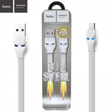 USB кабель Hoco U14 Steel Type-C 1.2m белый в Одессе