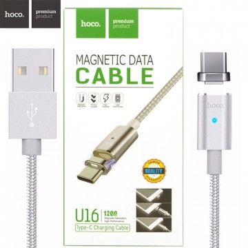 USB кабель Hoco U16 Magnetic Type-C 1.2m серебристый в Одессе