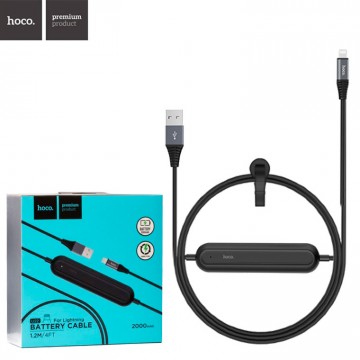 USB кабель Hoco U22 Bei+Power bank 2000 mAh Lightning 1.2m черный в Одессе