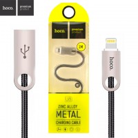 USB кабель Hoco U8 Zinc Alloy Metal Lightning 1m серый