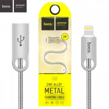 USB кабель Hoco U8 Zinc Alloy Metal Lightning 1m серебристый в Одессе