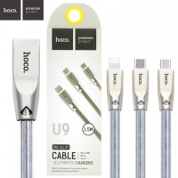 USB кабель Hoco U9 Jelly Knitted 3in1 Lightning, Type-C, micro USB 1.5m серебристый