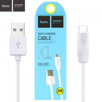 USB кабель Hoco X1 Rapid micro USB 2m белый