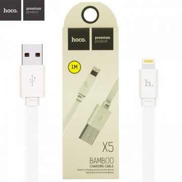 USB кабель Hoco X5 Bamboo Lightning 1m белый в Одессе