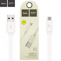 USB кабель Hoco X5 Bamboo micro USB 1m белый