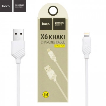 USB кабель Hoco X6 Khaki Lightning 1m белый в Одессе