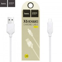 USB кабель Hoco X6 Khaki micro USB 1m белый