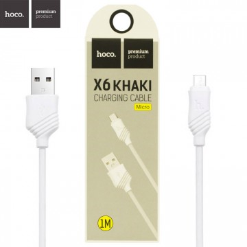 USB кабель Hoco X6 Khaki micro USB 1m белый в Одессе