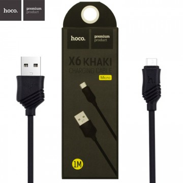 USB кабель Hoco X6 Khaki micro USB 1m черный в Одессе