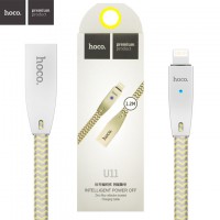 USB кабель Hoco U11 Zinc Alloy Reflective Braided Lightning 1.2m золотистый
