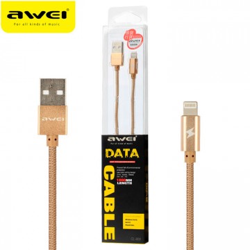 USB кабель AWEI CL-300 Lightning 1m золотистый в Одессе