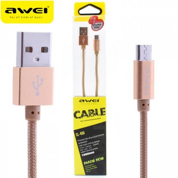 USB кабель AWEI CL-400 micro USB 1m золотистый в Одессе