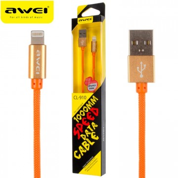 USB кабель AWEI CL-910 Lightning 1m оранжевый в Одессе