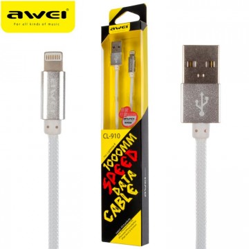 USB кабель AWEI CL-910 Lightning 1m белый в Одессе