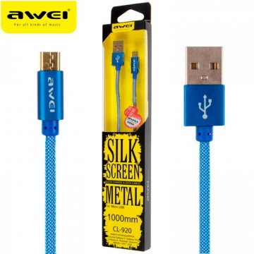 USB кабель AWEI CL-920 micro USB 1m синий в Одессе