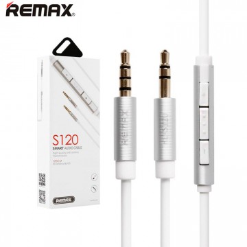 AUX кабель 3.5mm Remax S120 с пультом 1.2 метра белый в Одессе