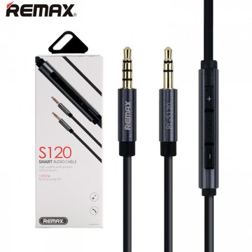 AUX кабель 3.5mm Remax S120 с пультом 1.2 метра черный в Одессе